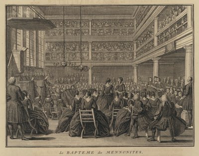 Mennonitt dåpsseremoni (gravering) av French School