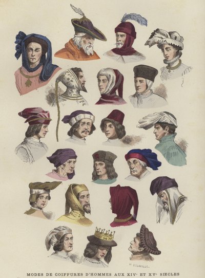 Herrehatter og hodeplagg, 1300- og 1400-tallet av French School