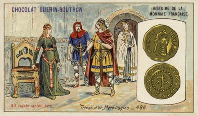 Merovinger gull triens, 486 (chromolitho) av French School