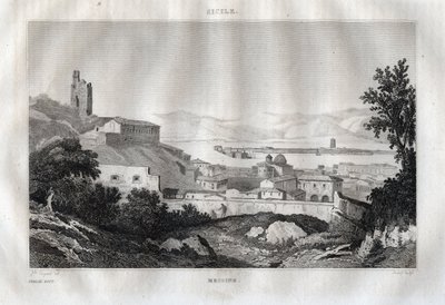 Messina - Messina - Sicilia - Sicilia - Sicilia - Gravering fra "" Italy Picturesque" - Historisk og beskrivende maleri av Italia" av M. de Norvins, Ch. Nodier 1834-1836. av French School