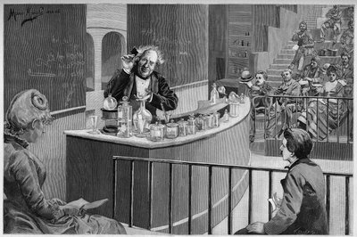 Michel Eugene (Michel-Eugene) Chevreul (1786-1889) gave his chemistry court in the amphiteatrician of the Museum of Natural History in Paris, In “” the Illustrous World”” 1886. av French School