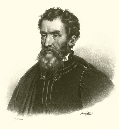 Michelangelo, portrett (gravering) av French School