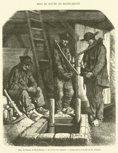Bechelbronn Bitumen Mine, Gruvearbeidernes bønn (gravering) av French School