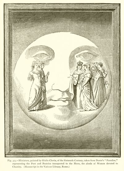Miniatyr, malt av Giulio Clovio, fra det sekstende århundre, hentet fra Dantes Paradise, av French School