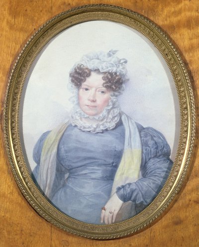 Miniatyrportrett av Madame Swetchine (1782-1857) (wc på papir) av French School