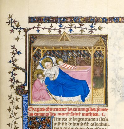 Miniatyr med Kristi fødsel, ca. 1403–1404 (detalj av BL6425489) av French School