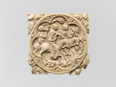 Speilkasse med et falkeselskap, 1330–60 av French School