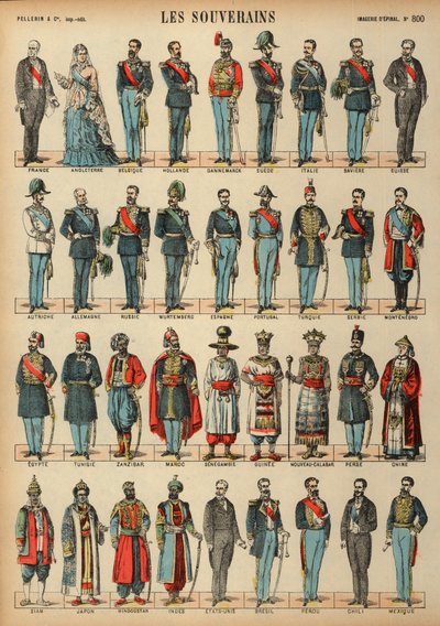 Monarchs of the World (farget gravering) av French School