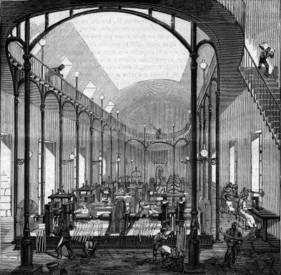 Å tjene penger: rulle og kutte. Gravering i "" Le Monde Illustré"" nr. 145 av 21. januar 1860. av French School