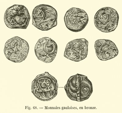 Galliske mynter, i bronse (gravering) av French School
