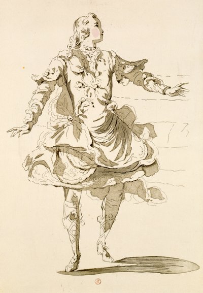 Monsieur Jeliotte som Pigmalion, i Pigmalion, en libretto av Lamotte, komponert av Jean-Philippe Rameau (1683-1764) 1748 (fargegravering) av French School