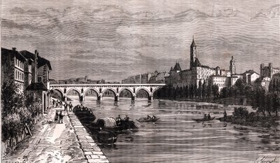 Montauban - Languedoc-Roussillon-Midi-Pyrénées - gravering i "La France illustree: geografi, historie, statistisk administrasjon" av V.-A. Malt-brun. 1884 av French School
