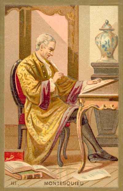 Montesqieu , fransk politisk filosof og forfatter (chromolitho) av French School