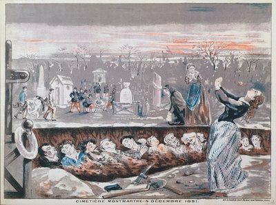 Friedhof von Montmartre, 4. Dezember 1851 (Farblithografie) von French School