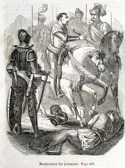 Montmorency ble tatt til fange i Pavie (1525) - i «Histoire de France» av L.-P. Anquetil av French School