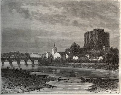Montrond-les-Bains (Montrond les Bains) avdeling i Loire i Rhone-Alpes-regionen - gravering i "La France illustree: geografi, historie, statistisk administrasjon" av V.-A. Malt-brun. 1884 av French School