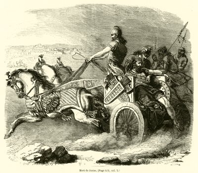 Josiahs død (gravering) av French School