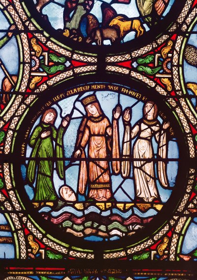 Moses frelst fra vannet, 1100-1200-tallet av French School