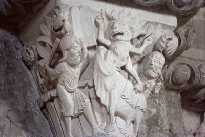 Moses og gullkalven, hovedstadsrelieff, ca. 1130 av French School