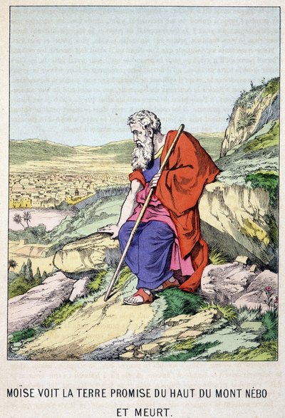 Moses ser det lovede landet fra toppen av Nebo-fjellet og dør - i "" Moses
