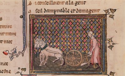 Ms.1044 f.21v The Man Obligated to Work for a Living, fra Ovide Moralise skrevet av Chretien Legouais av French School