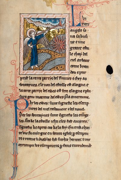 Ms65 f29r, Commentary on the Apocalypse of St John, sent på 1200-tallet (penn og blekk og tempera på vellum) av French School
