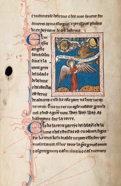 Ms65 f29v, Commentary on the Apocalypse of St John, sent på 1200-tallet (penn og blekk og tempera på vellum) av French School