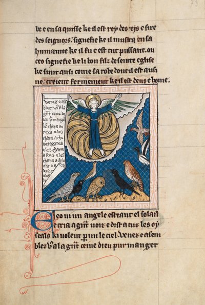 Ms65 f73r, Commentary on the Apocalypse of St John, sent på 1200-tallet (penn og blekk og tempera på vellum) av French School
