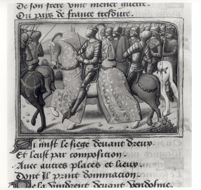 Ms.Fr.5054 fol.26 r Charles VII (1403-61) og Jeanne d