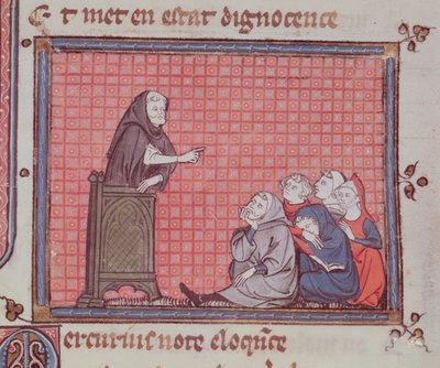 Ms 1044 fol.67 Prekenen, fra Ovide Moralise skrevet av Chretien Legouais av French School