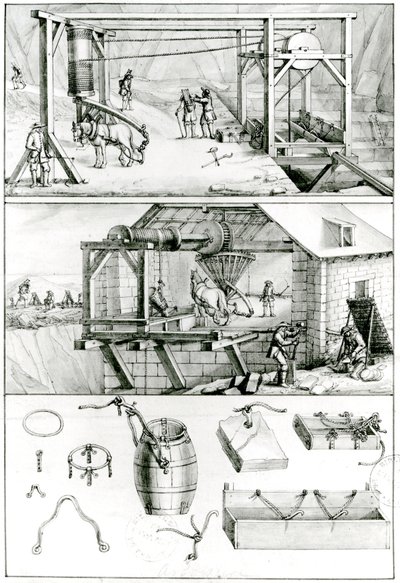 Ms 1064 fol.8 A Slate Quarry, fra Descriptions des Arts et Metiers av French School