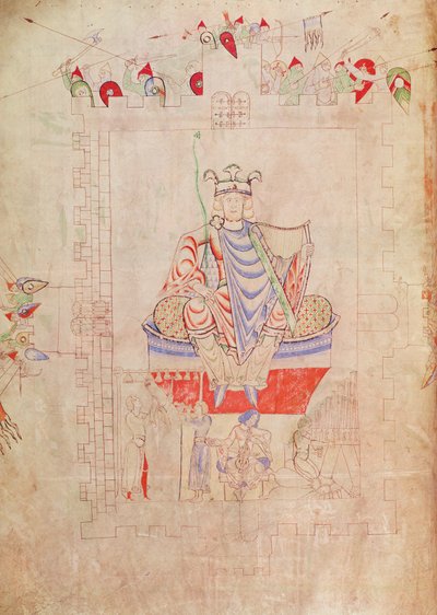 Frk. 1215 t.3 fol.13v Kong David i majestet i sentrum av Jerusalem, 1109 av French School