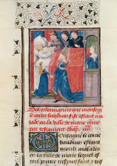 Ms 149 t.3 fol.163 Endelig sykdom hos grev Baldwin V av Hainault av French School