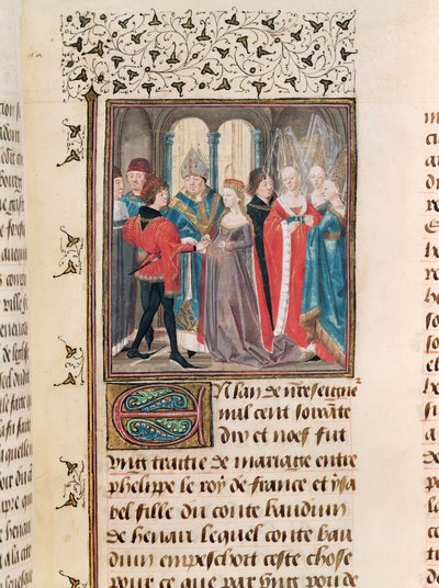 Frk. 149 t.3 fol.88 Ekteskapet til Philippe Auguste (1165-1223) konge av Frankrike og Isabelle av Hainault, datter av grev Baudouin av French School