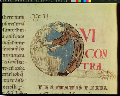Ms 170 fol.75v Historikert initial Q som viser en cisterciensermunk som høster på markene, fra Moralia in Job av pave Gregor den store av French School