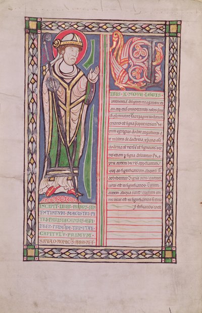 Ms 186 Fol.2v Pierre Lombard biskop av Paris, fra Book of Four Sentences (Book of Sentences), ca. 1160 av French School