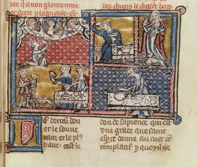 Ms 1895 fol.149 Side fra en bok mot franske laster og dyder av French School