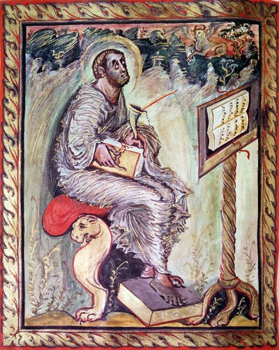 Ms 1 fol.90v St. Luke, fra Ebbo-evangeliene, ca. 816-835 av French School