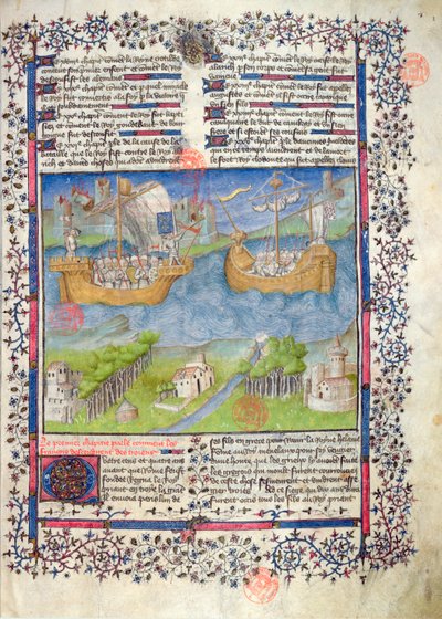 Ms 2028 fol. 2 Den franske nasjonens trojanske opprinnelse, fra Grandes Chroniques de France av French School