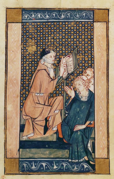 Ms 2030 fol.1v Henri de Mondeville (c.1260-c.1320) undervisning, fra La Chirurgie de Maitre Henri de Mondeville av French School