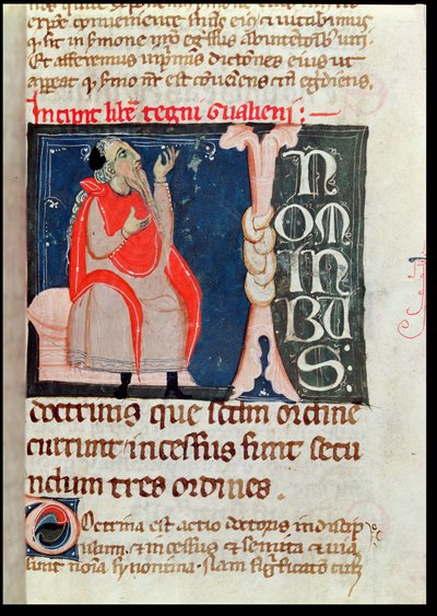 Frk. 2046 fol. 261 A Scientist, illustrasjon i begynnelsen av Kommentarer av Aliben Rhodonan på Ars Parva av Galen (ca.130-c.201) av French School