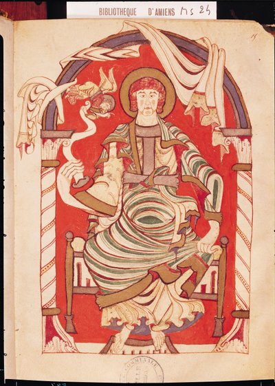 Ms 24 fol.15 St. Matteus, illustrasjon fra Evangeliet til Corbie-klosteret av French School