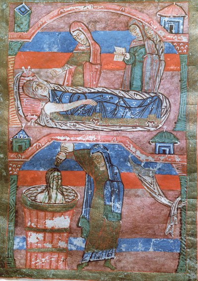 Ms 250 Dråpeformet kvinne kurert av badene av St. Radegund, fra The Life of St. Radegund av French School