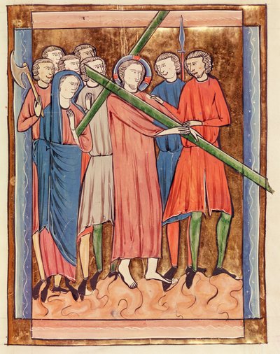 Ms 3016 fol.16 Kristus bærer korset, fra Psautier a l