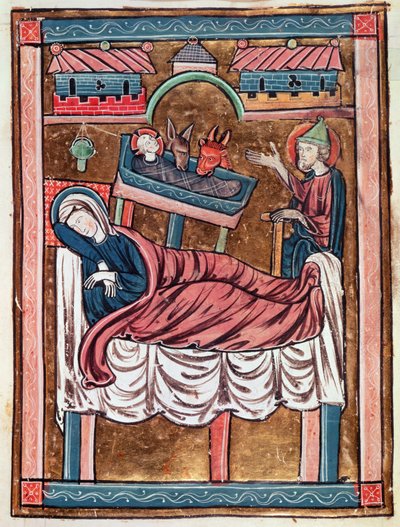 Ms 3016 fol.8 The Nativity, fra Psautier a l