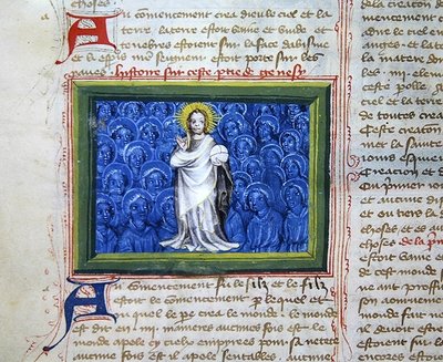 Ms 313 Gud omgitt av engler, fra Bible des Grands Augustins av French School