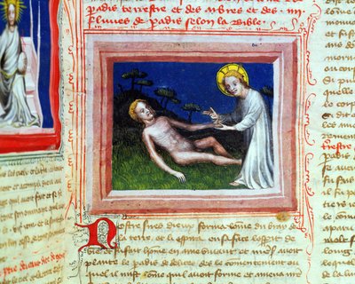 Ms 314 Creation of Adam, fra Bible des Grands Augustins, 1494 av French School