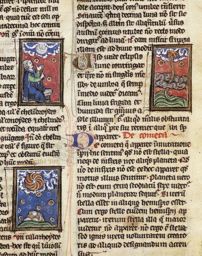 Ms 320 Fol.197 Comets, fra 'De Natura rerum' av Thomas van Cantimpre (1201-72) (vellum) av French School