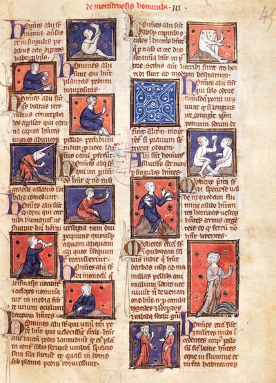 Ms 320 Fol.45r Monsters, fra 'De Natura rerum' av Thomas van Cantimpre (1201-72) (vellum) av French School