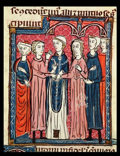 Ms 372 fol.153 Et ekteskap, fra Decrets de Gratien av French School
